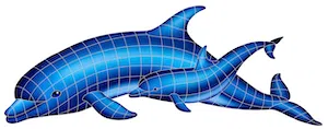 Artistry In Mosaics Dolphin Pair (New) Porcelain Pool Design 22" x 60"